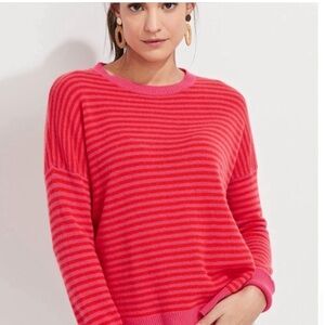 Vineyard Vines 100% Cashmere Pink and Red Striped Sweater